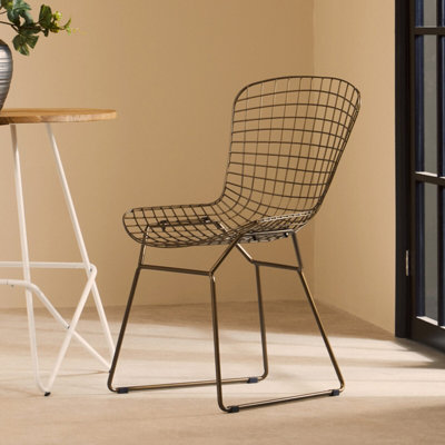 Interiors by Premier Black Metal Wire Chair, Comfortable Seating Garden Wire Chair, Easy