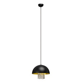 Interiors by Premier Black Metal with Crystals Pendant Light