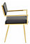 Interiors by Premier Black Modern Leather Effect Dining Chair, Metal Accent Chair with Cutout Back, Gold Finish Chair for Dinner