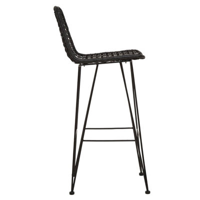 Interiors by Premier Black Natural Rattan Bar Chair, Contemporary Cane Dining Chair, Durable Rattan Bar Chair, Strong Bar Chair