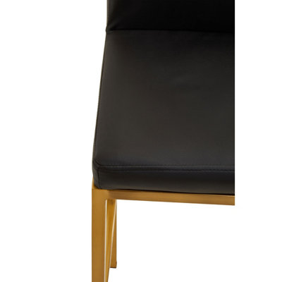Interiors by Premier Black PU and Gold Finish Bar Chair, Glam Touch Indoor Metal Bar Stool, Footrest Bar Chair