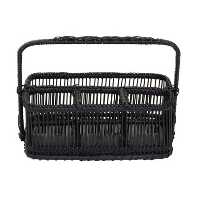Interiors by Premier Black Rattan and Bamboo Caddy Basket