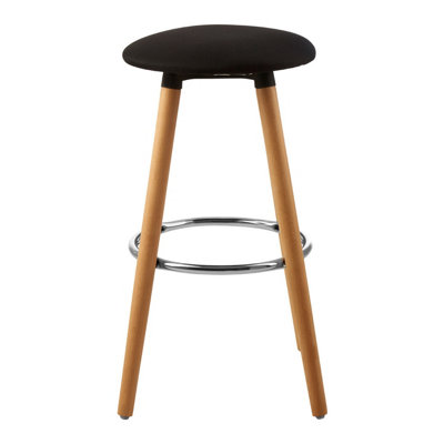 Interiors by Premier Black Round Bar Stool, Easy to Clean Kitchen Bar Stool, Footrest Barseat, Space-Saver Breakfast Stool