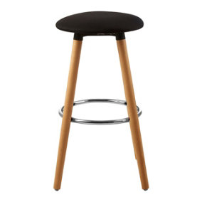 Interiors by Premier Black Round Bar Stool, Easy to Clean Kitchen Bar Stool, Footrest Barseat, Space-Saver Breakfast Stool