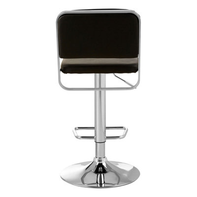 Interiors by Premier Black Seat And Chrome Base Bar Stool, Adjustable Height Kitchen Bar Stool, Footrest Swivel Barstool