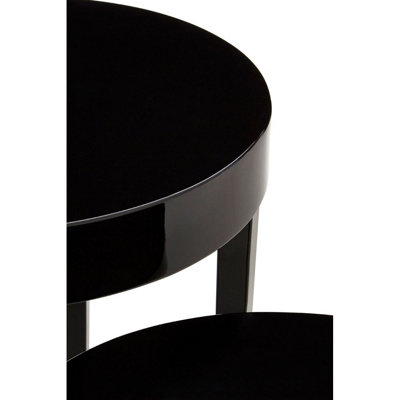 Interiors by Premier Black Set of 3 Nesting Tables, Glossy Finish Nesting Table with Square Legs, Coffee Tables for Living Room