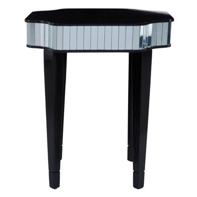 Interiors by Premier Black Side Table with Mirrored Side Panels, Modern Bedside Tables For Living Room, Side Table With Glass