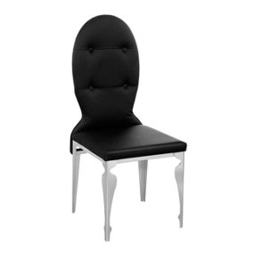 Interiors by Premier Black Silk Chair with Stainless Steel Legs