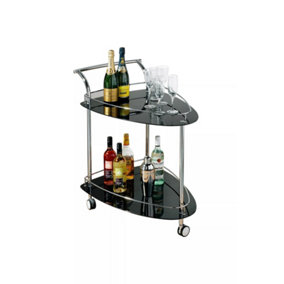 Interiors by Premier Black Tempered Glass Serving Trolley
