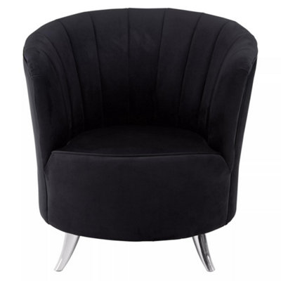 Interiors by Premier Black Tub Chair, Stylish Office Chair, Classy Velvet Chair,  Round Velvet Upholstery Chair for Lounge