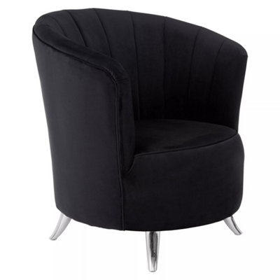 Interiors by Premier Black Tub Chair, Stylish Office Chair, Classy Velvet Chair,  Round Velvet Upholstery Chair for Lounge
