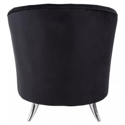 Interiors by Premier Black Tub Chair, Stylish Office Chair, Classy Velvet Chair,  Round Velvet Upholstery Chair for Lounge