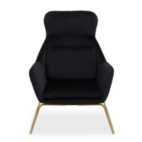 Interiors by Premier Black Velvet Armchair, Easy Care Velvet Accent Armchair, Indoor Dining with Velvet Bedroom chair