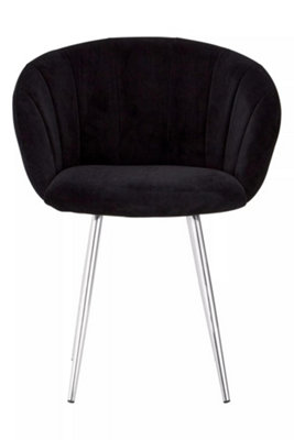 Interiors by Premier Black Velvet Chair, Backrest Dining Chair, Easy to Clean Swivel Dining Armchair, Comfortable Armchair