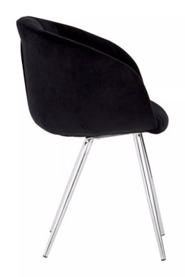 Interiors by Premier Black Velvet Chair, Backrest Dining Chair, Easy to Clean Swivel Dining Armchair, Comfortable Armchair