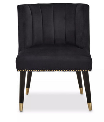 Interiors by Premier Black Velvet Chair for Living Room, Chair with Velvet Upholstery, Dining Chair for Lounge, Dinner, Home