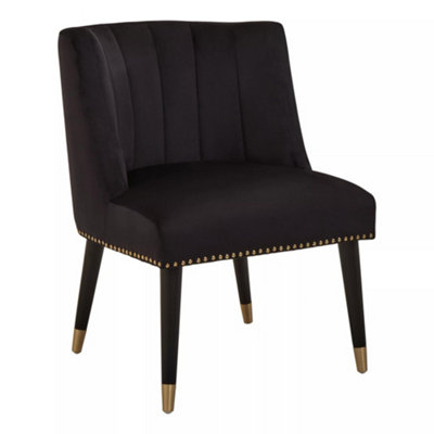 Interiors by Premier Black Velvet Chair for Living Room, Chair with Velvet Upholstery, Dining Chair for Lounge, Dinner, Home