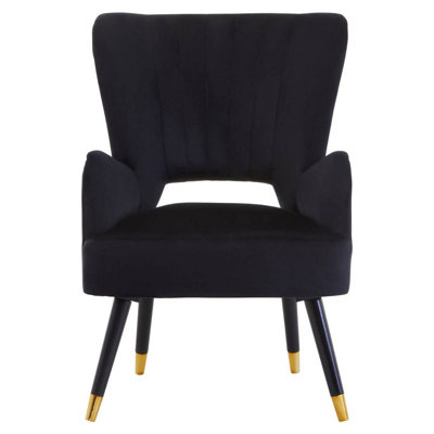 Interiors by Premier Black Velvet Cut out Back Chair Sturdy