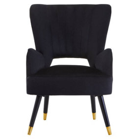 Interiors by Premier Black Velvet Cut out Back Chair, Sturdy Support Homebase Chair, Built to Last Velvet Desk Chair