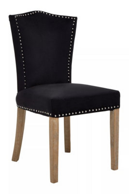 Interiors by Premier Black Velvet Dining Chair, Classic Velvet Chair, Cozy Dining Chair for Dining Room, Living Room, Home, Office