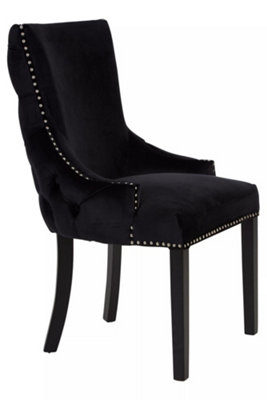 Interiors by Premier Black Velvet Dining Chair, Comfortable High Back Office Chair, Aesthetic Velvet Accent chair for Living Room