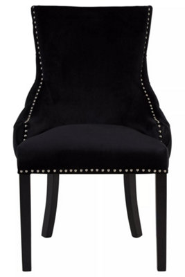 Interiors by Premier Black Velvet Dining Chair, Comfortable High Back Office Chair, Aesthetic Velvet Accent chair for Living Room