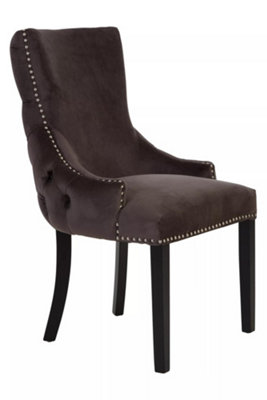 Interiors by Premier Black Velvet Dining Chair, Comfortable High Back Office Chair, Aesthetic Velvet Accent chair for Living Room