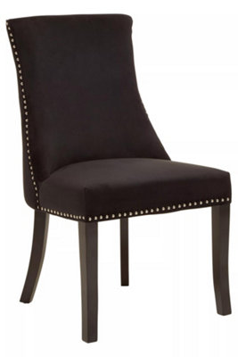 Interiors by Premier Black Velvet Dining Chair, Curved High Back Office Chair, Aesthetic Velvet Accent chair for Living Room