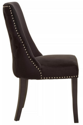 Interiors by Premier Black Velvet Dining Chair, Curved High Back Office Chair, Aesthetic Velvet Accent chair for Living Room