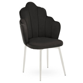 Interiors by Premier Black Velvet Dining Chair, Durable & Adjustable Velvet Office Chair, Backrest Accent Chair with Chrome Legs