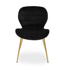 Interiors by Premier Black Velvet Dining Chair, Luxury Dining Chair, Modern Black Velvet Dining Chair with Gold Finished Legs