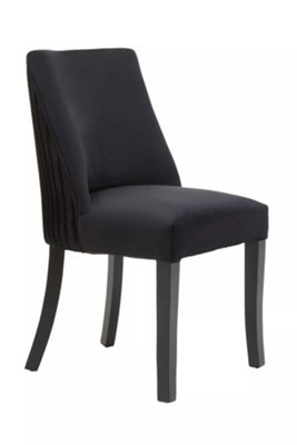 Interiors by Premier Black Velvet Dining Chair, Occassional Chair for Living Room, Upholstered Velvet Chair with Curved Back