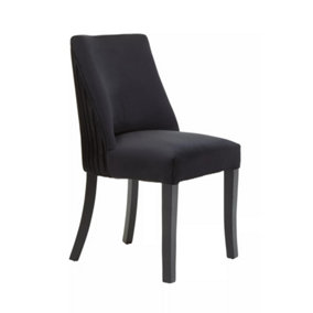 Interiors by Premier Black Velvet Dining Chair, Occassional Chair for Living Room, Upholstered Velvet Chair with Curved Back