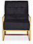 Interiors by Premier Black velvet Indoor Chair with Gold Frame, Sturdy Lounge Arm Chair with Button Tufting and velvet Upholstery