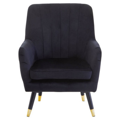 Interiors by Premier Black Velvet Scalloped Armchair Supportive