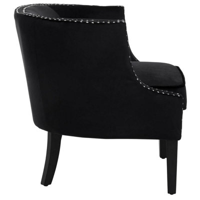 Interiors by Premier Black Velvet Studded Chair, Easy to Clean Leather Armchair, Body Supportive Accent Chair
