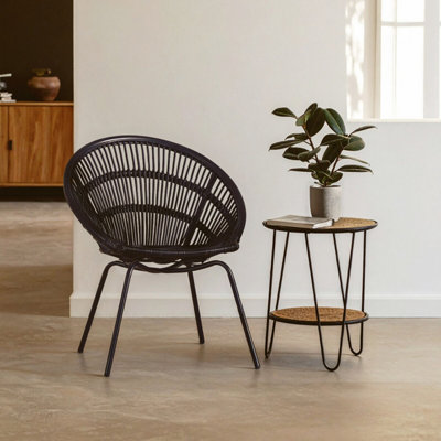 Interiors by Premier Black Washed Natural Rattan Chair, Rustless Rattan ...