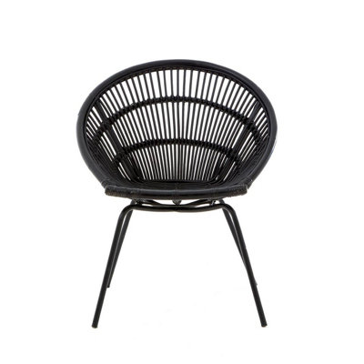 Interiors by Premier Black Washed Natural Rattan Chair, Rustless Rattan Chair, Easy Cleaning Rattan Armchair