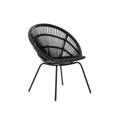 Interiors by Premier Black Washed Natural Rattan Chair, Rustless Rattan Chair, Easy Cleaning Rattan Armchair