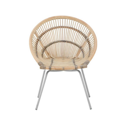 Interiors by Premier Black Washed Natural Rattan Chair, Rustless Rattan Chair, Easy Cleaning Rattan Armchair