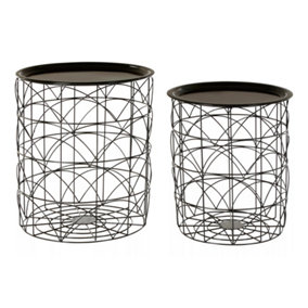 Interiors by Premier Black Wire Basket Tables Set Of 2