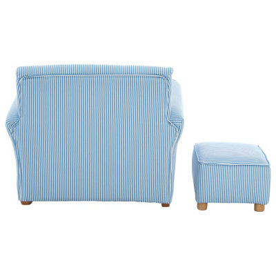 Interiors by Premier Blue and White Stripe Rocker with Footstool for Kids, Velvet Stool, Adjustable Sofa Footstool, Ergonomic Sofa