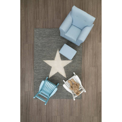 Interiors by Premier Blue and White Stripe Rocker with Footstool for Kids, Velvet Stool, Adjustable Sofa Footstool, Ergonomic Sofa