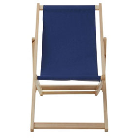 Interiors by Premier Blue Deck Chair, Water-resistant Small Outdoor Deck Chair, Built Last Lawn Chair, Foldable Wooden Deck Chair