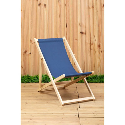 Interiors by Premier Blue Deck Chair Water resistant Small Outdoor Deck Chair Built Last Lawn Chair Foldable Wooden Deck Chair DIY at B Q