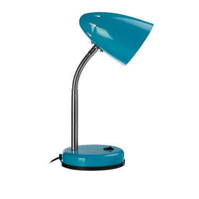 Interiors by Premier Blue Gloss Desk Lamp, Adjustable Living Room Desk Lamp,  Minimalistic Desk Lamp for Reading & Writing