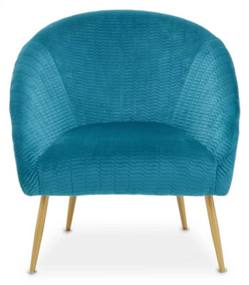 Interiors by Premier Blue Occasional Chair, Luxury Blue Velvet Occasional Chair, Comfortably Fashionable Blue and Gold Chair