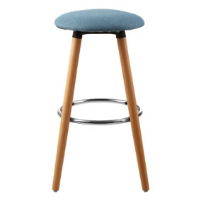 Interiors by Premier Blue Round Bar Stool, Easy to Clean Kitchen Bar Stool, Footrest Bar Stool, Space-Saver Breakfast Stool