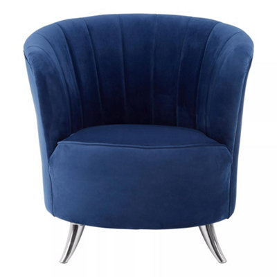 Interiors by Premier Blue Tub Chair, Stylish Office Chair, Classy Velvet Chair,  Round Velvet Upholstery Chair for Lounge