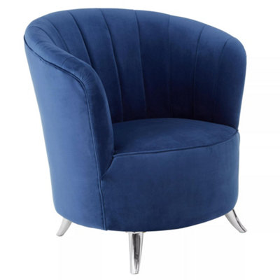 Interiors by Premier Blue Tub Chair, Stylish Office Chair, Classy Velvet Chair,  Round Velvet Upholstery Chair for Lounge